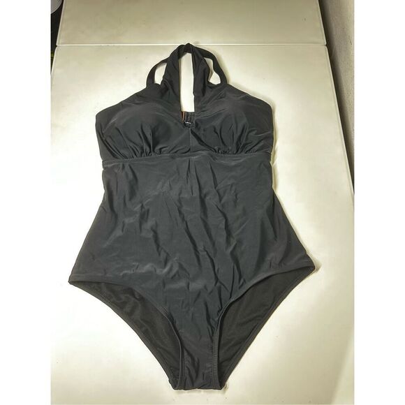 LYSA Kylie High Neck Plus Size One Piece Black Swimsuit Size 1X (18-20) - Picture 4 of 16